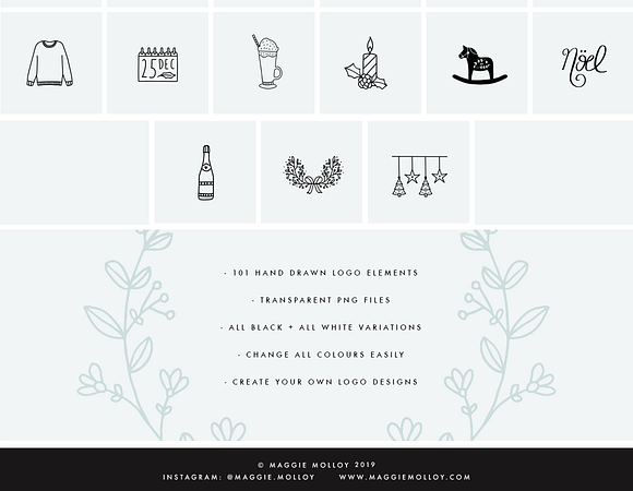 PNG 101 Festive Hand Drawn Elements in Illustrations - product preview 4