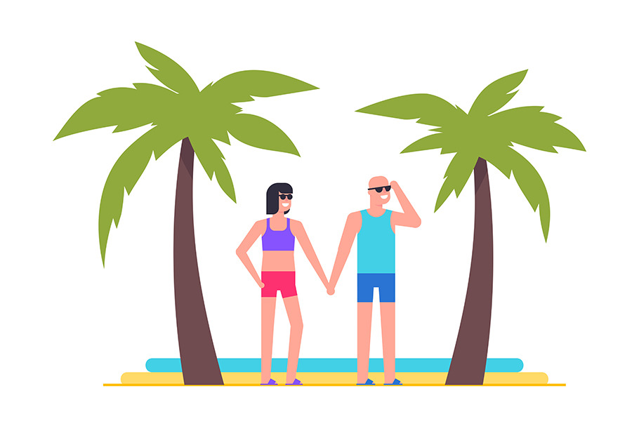 Men and women at the beach in Illustrations - product preview 8