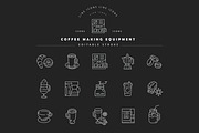 Coffee making equipment icons