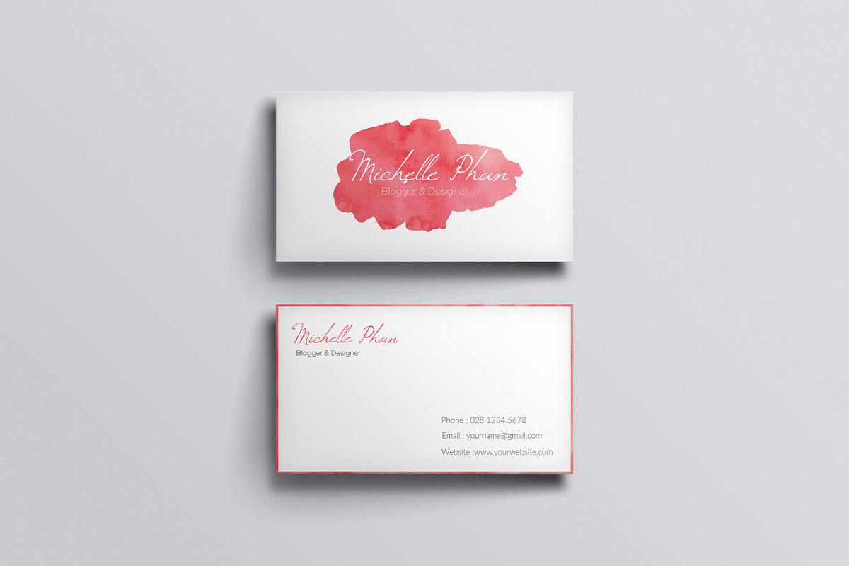 Watercolor business card template in Business Card Templates - product preview 8