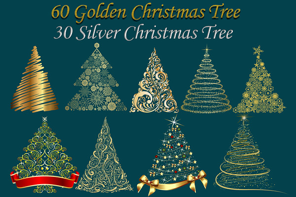 90 Golden  Silver Christmas Tree