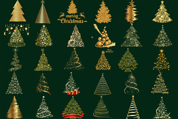 90 Golden  Silver Christmas Tree in Objects - product preview 2