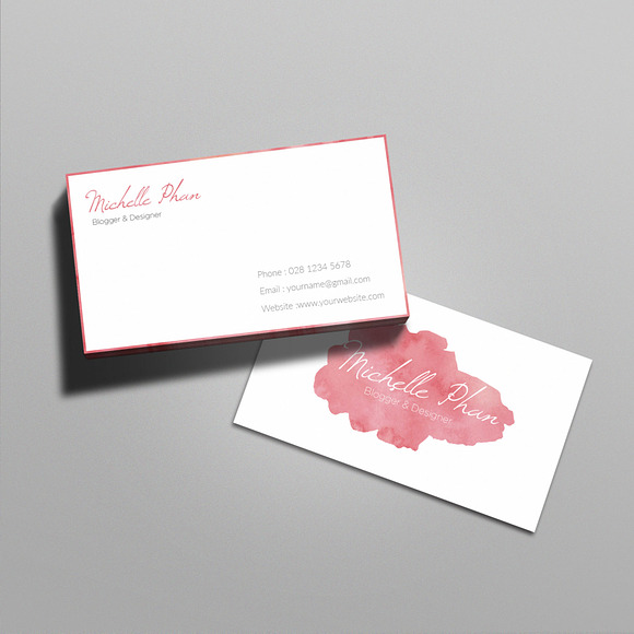 Watercolor business card template in Business Card Templates - product preview 1