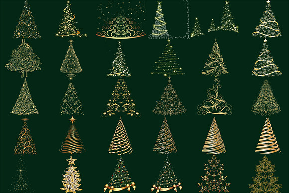 90 Golden  Silver Christmas Tree in Objects - product preview 3
