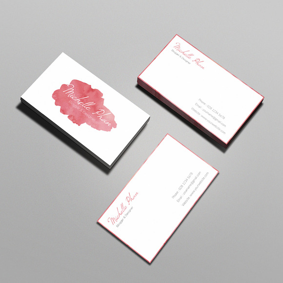 Watercolor business card template in Business Card Templates - product preview 2