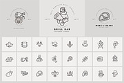 Meat & grill icons & logos