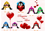 Vector set - Cute Winter Penguins