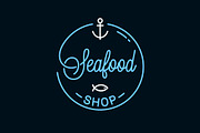 Seafood shop logo. Round linear logo