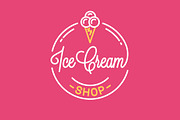 Ice cream shop logo. Round linear.