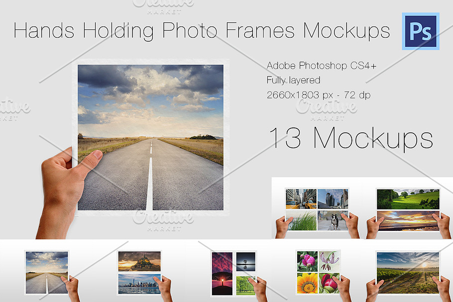 Hands Holding Photo Frames Mockups in Print Mockups - product preview 8