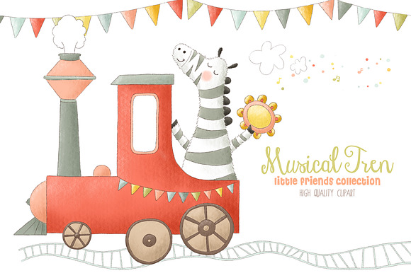 Musical Animals Tren Clipart in Illustrations - product preview 3