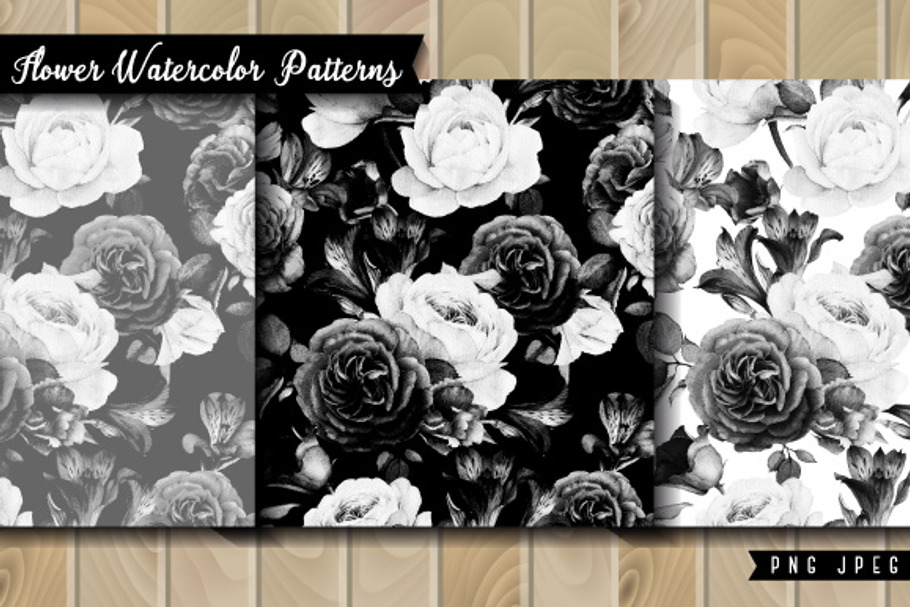 Seamless floral patterns B&W in Patterns - product preview 8