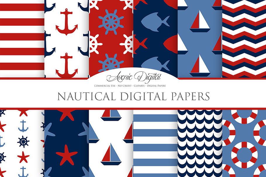 Nautical Digital Paper Patterns in Patterns - product preview 8