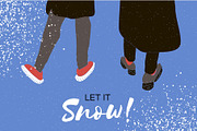People walking. Let it snow card