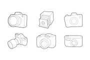 Photo camera icon set, outline style