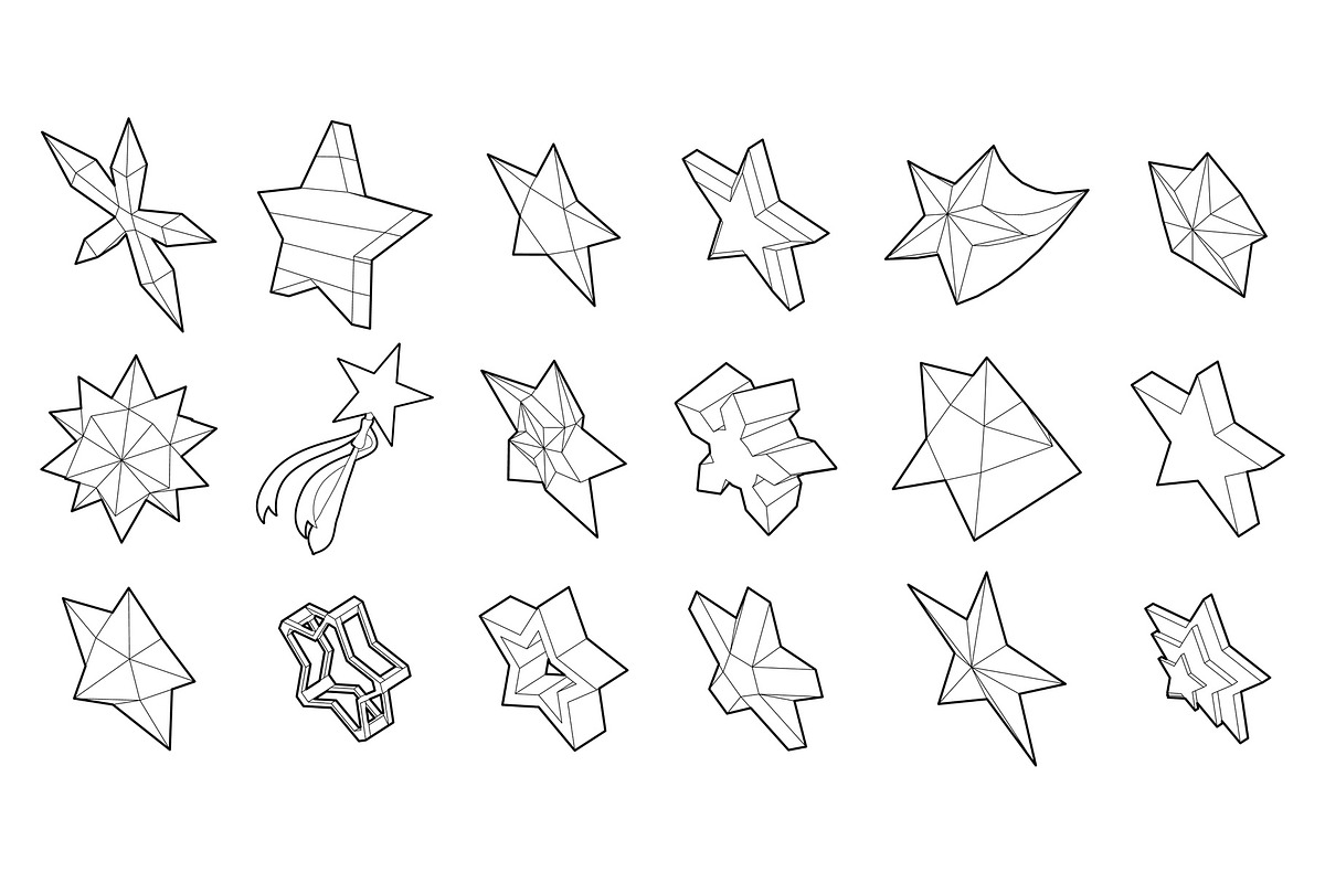 Star icon set, outline style in Illustrations - product preview 8