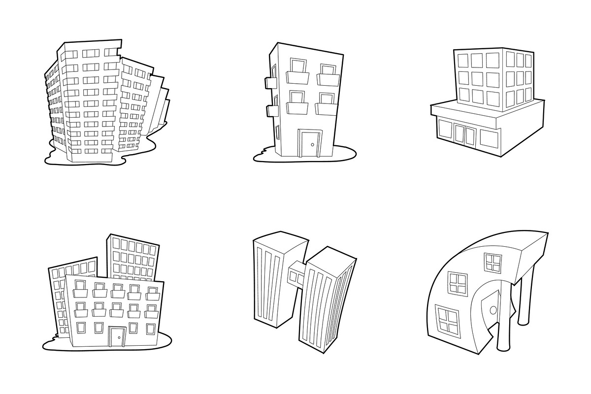 Skytower icon set, outline style in Illustrations - product preview 8