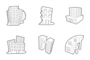 Skytower icon set, outline style