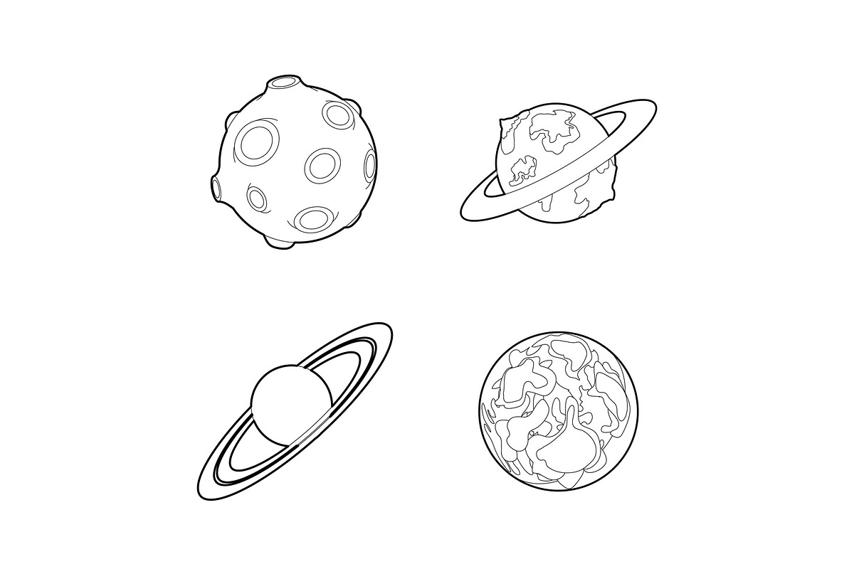 Planet icon set, outline style in Illustrations - product preview 8