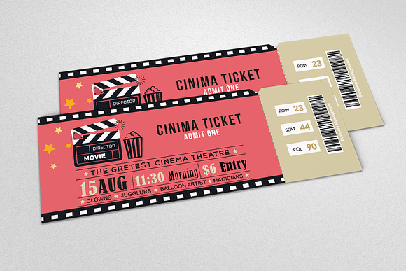 Cinema Ticket Print Templates in Card Templates - product preview 1