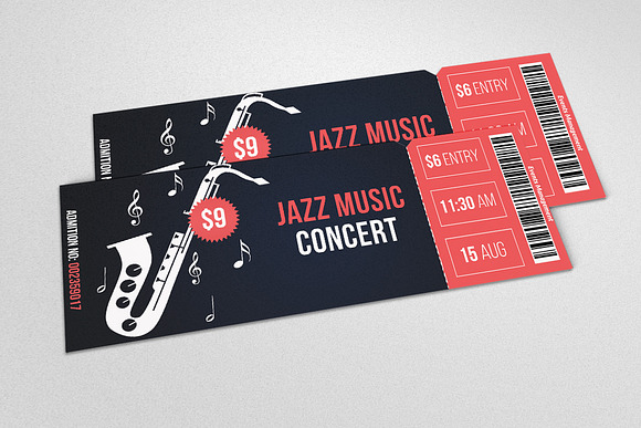 Jazz Music Ticket Pass Templates in Flyer Templates - product preview 1