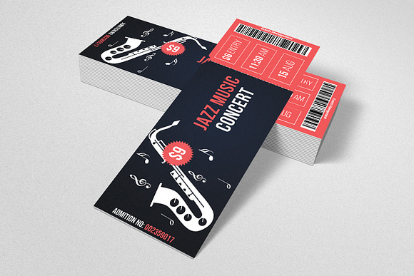 Jazz Music Ticket Pass Templates in Flyer Templates - product preview 2