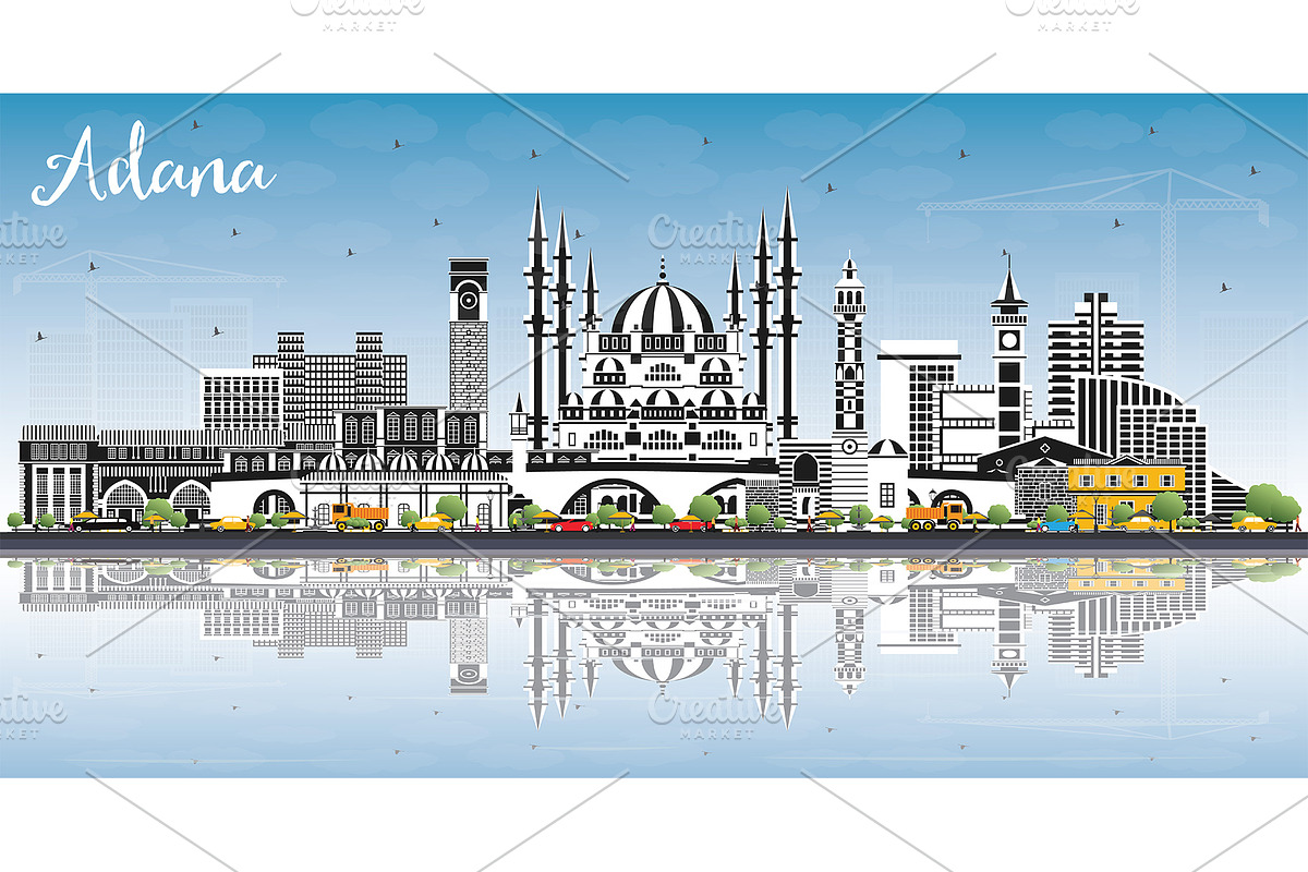 Adana Turkey City Skyline in Illustrations - product preview 8