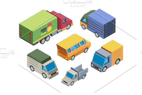 Truck models isometric 3D vector
