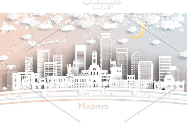 Madrid Spain City Skyline