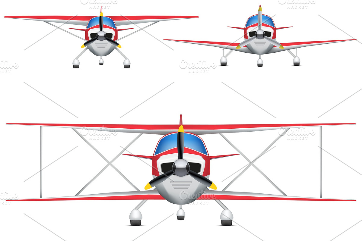Set of Civil Light Aircraft in Illustrations - product preview 8