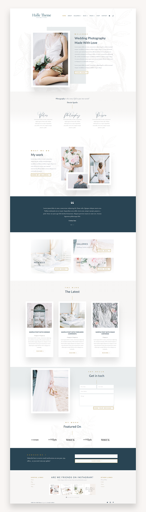Halle Photography Divi Child Theme in WordPress Photography Themes - product preview 4