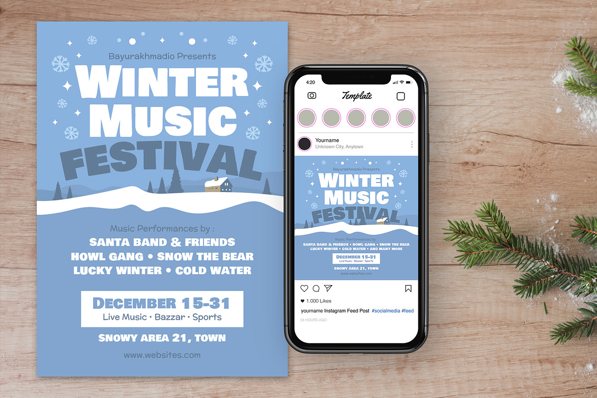 Winter Christmas Music Flyer in Flyer Templates - product preview 8