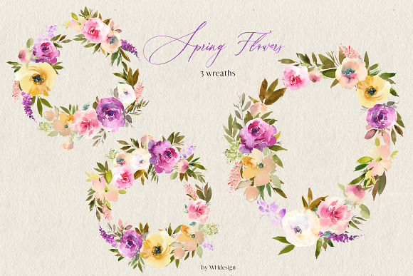Spring Flowers Watercolor Clipart in Illustrations - product preview 3