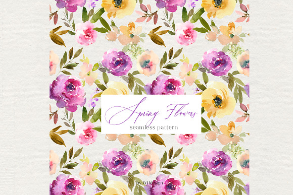 Spring Flowers Watercolor Clipart in Illustrations - product preview 4