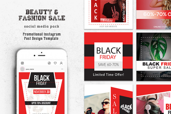 Black Friday Social Media Pack in Instagram Templates - product preview 3
