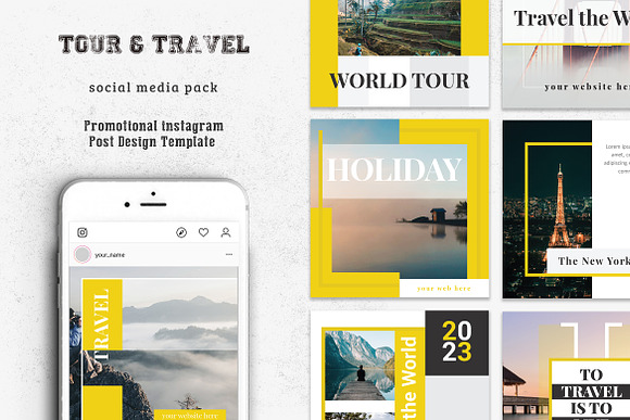 Travel Agency Social Media Pack in Instagram Templates - product preview 1