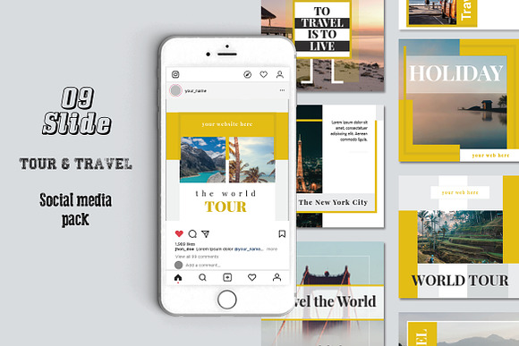 Travel Agency Social Media Pack in Instagram Templates - product preview 3