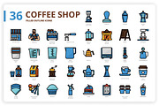 36 Coffee Shop Icons x 3 Styles