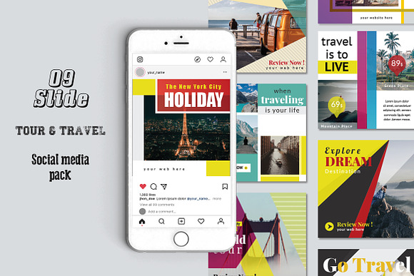 TRAVEL AGENCY SOCIAL MEDIA PACK in Instagram Templates - product preview 2