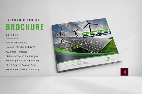 Renewable Energy Square Brochure in Brochure Templates - product preview 12