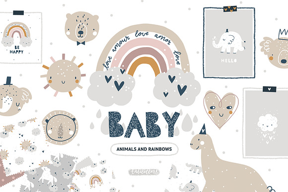 Bundle Baby animal Clipart & Pattern in Illustrations - product preview 1