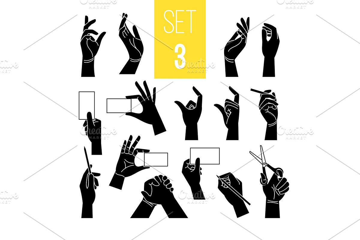 Hands gestures with card, pen in Objects - product preview 8