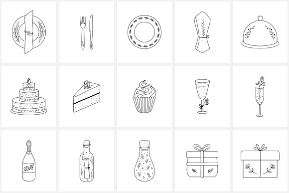 Hand Drawn Logo Elements.Wedding in Logo Icons - product preview 2