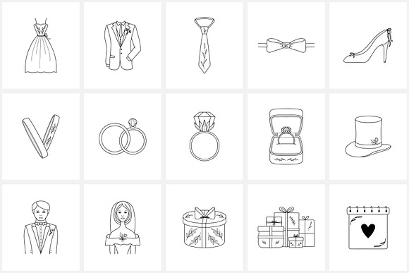 Hand Drawn Logo Elements.Wedding in Logo Icons - product preview 4