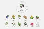 Cosmetics oil icons & logo