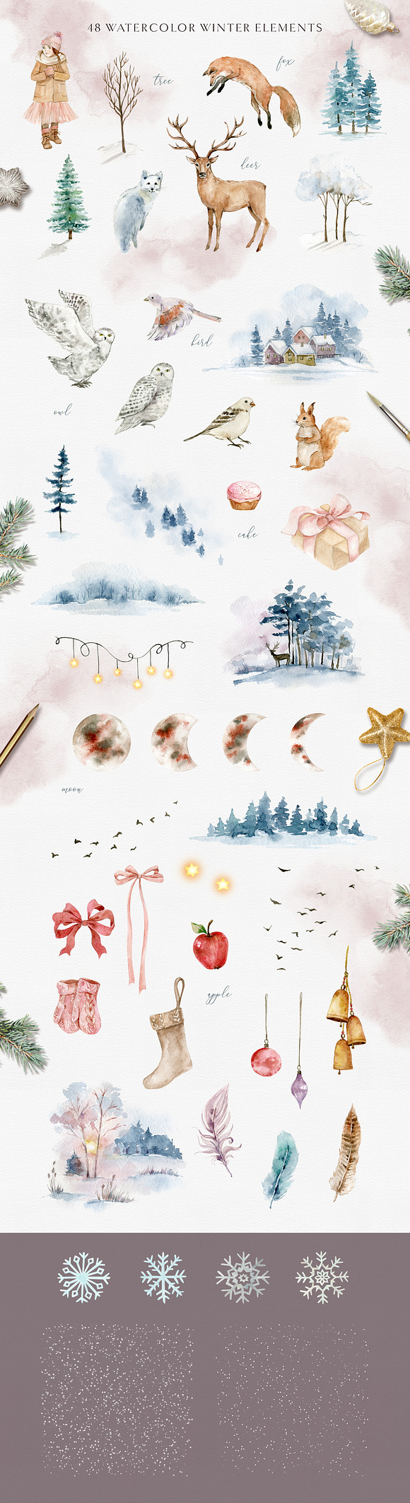 Snow stories - watercolor collection in Illustrations - product preview 8