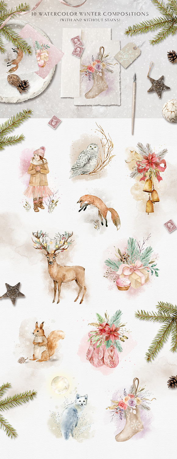 Snow stories - watercolor collection in Illustrations - product preview 11