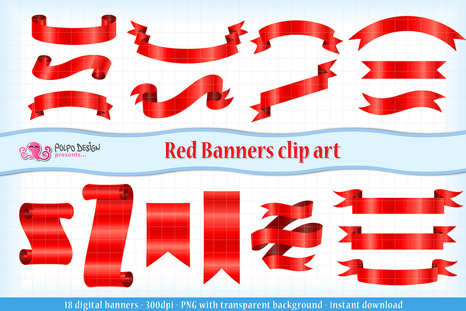 Red Banners clip art