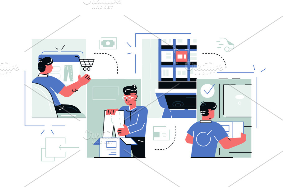 Buying goods process via internet in Illustrations - product preview 8