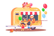 Ice cream van with colorful air